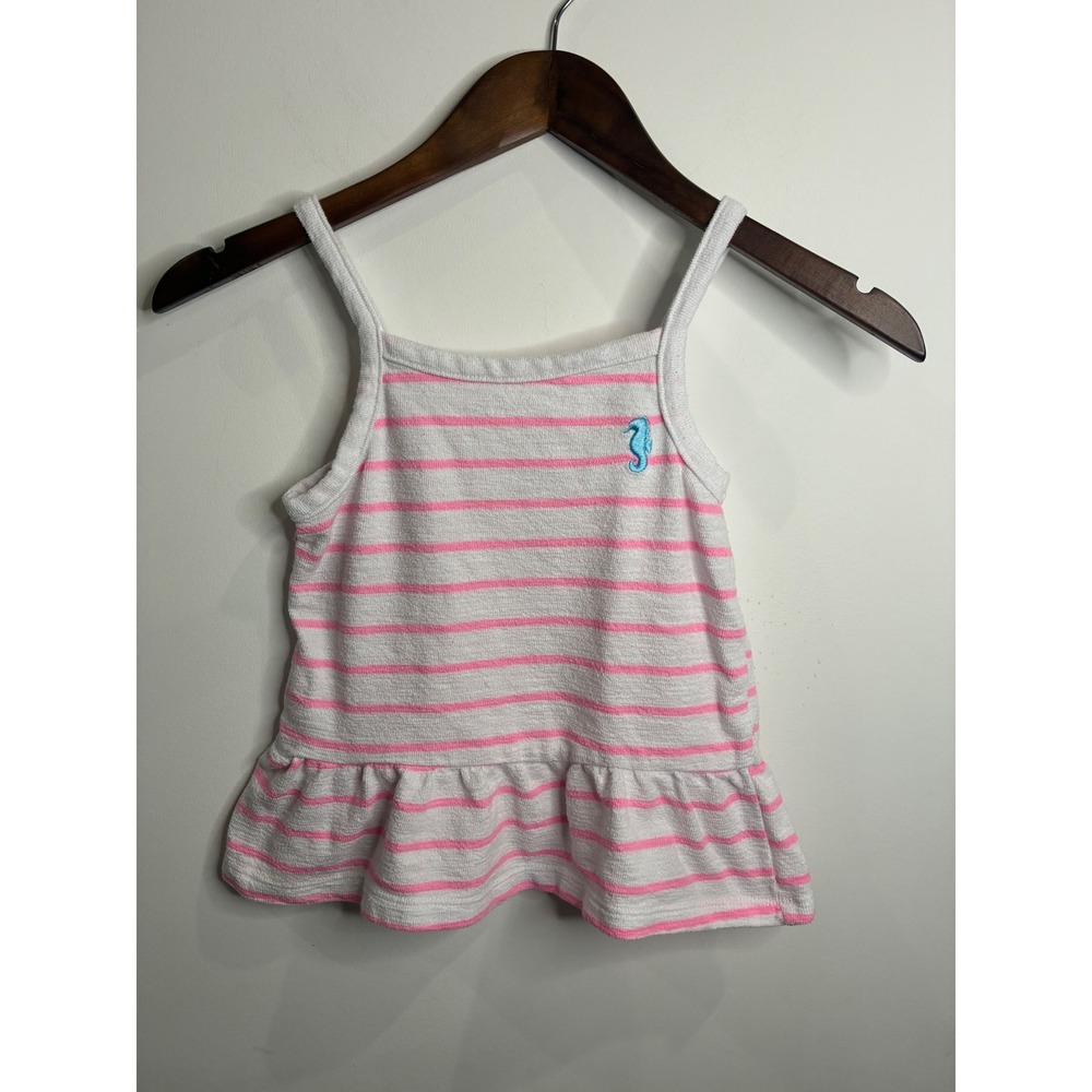 365 Kids Garanimals Girls Pink White Striped Terry Cloth Seahorse Set Size 7